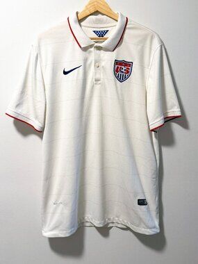 Nike USMNT USA Soccer 2014 FIFA World Cup Home Jersey Dri-Fit White Size Large
